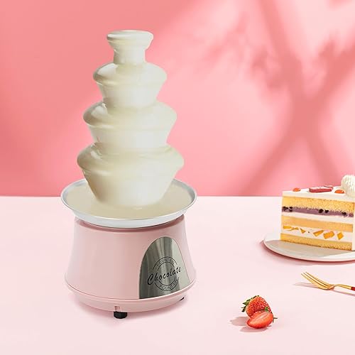 Miniatura 4 de Fuente de chocolate, máquina eléctrica de fondue de chocolate de 4 niveles de 110 V para queso nacho, salsa de chocolate, boda, fiesta (rosa)