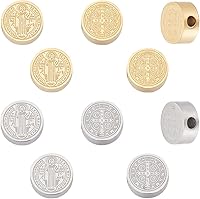 Vista 1 de UNICRAFTALE 10 cuentas de acero inoxidable 304 de 2 colores de 0.295 in de diámetro, cuentas redondas planas, pulseras de medalla, cuentas de metal