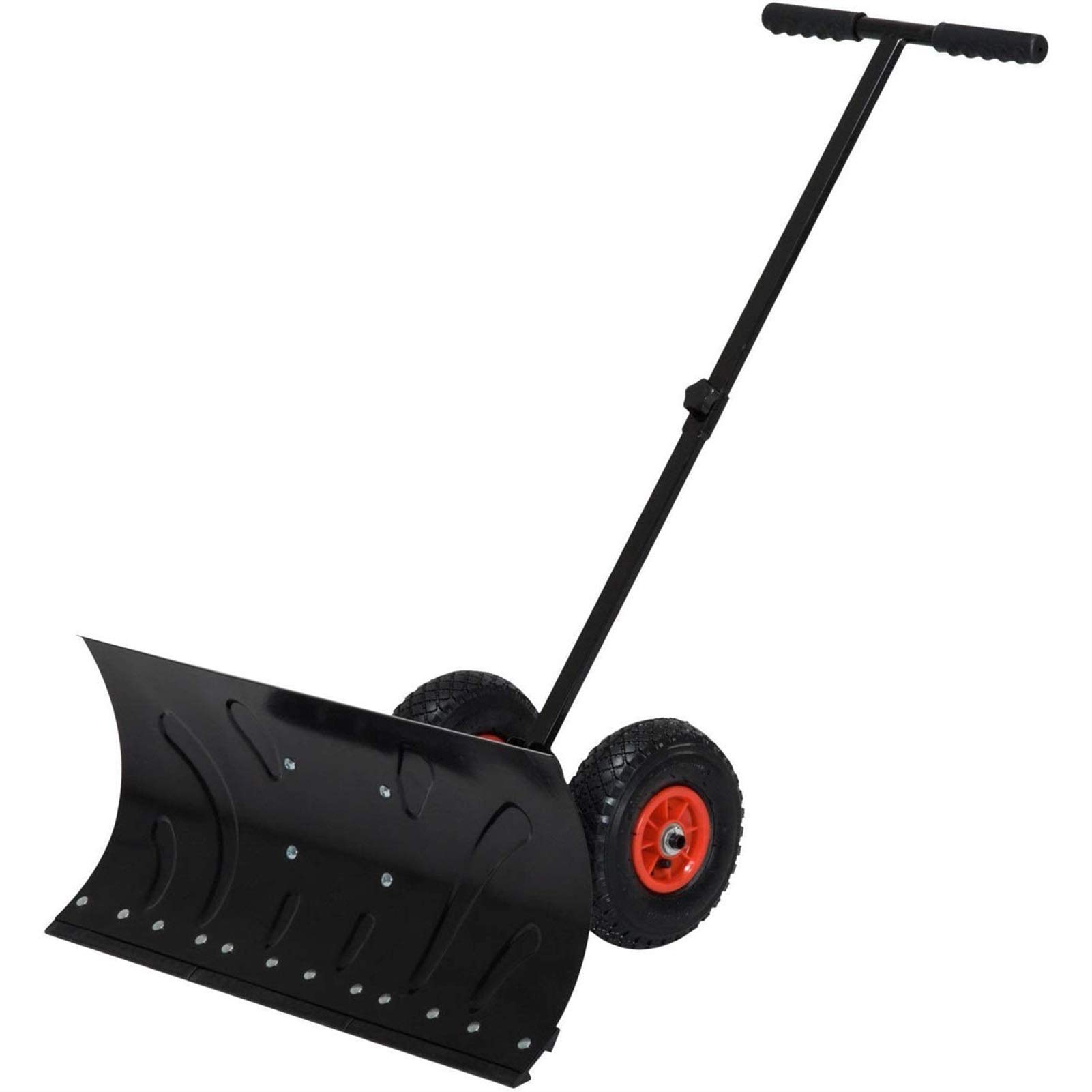 WSJTT Snow & Ice Melters,Wheeled Snow Pusher,74Cm Blade Rolling Snow Pusher Shovel,with Wheels Amulti-Angle Heavy Duty Large Blade Plow, for Doorway Driveway Or Pavement Clearing