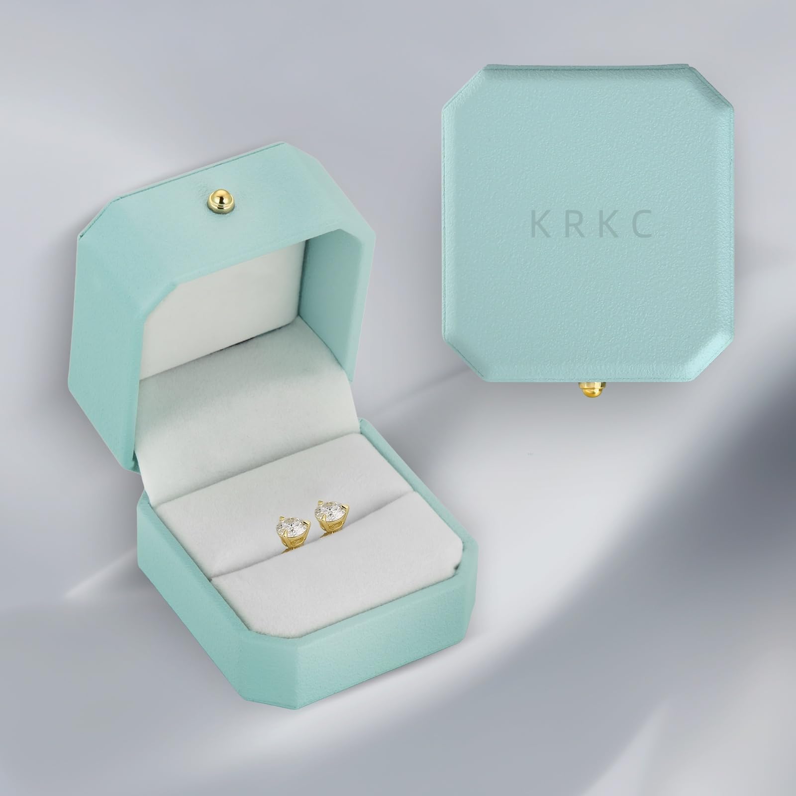 KRKC Moissanite Ohrringe für Damen, S925 Silber Diamant Ohrstecker 3/4/6-Krappen, 14K Gold/Weißgold vergoldet VVS1 D Farbe, 0,6/1/1,2/1,6/2/3 Karat Nickelfrei Rund Ohrschmuck