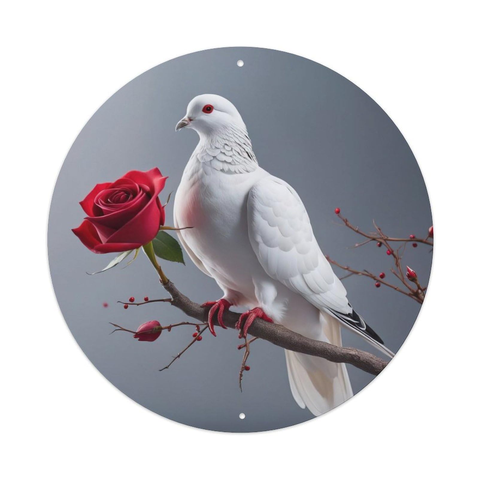 Animal Artwork Dove by The Roses Vintage Metal Tin Sign Plaque Wall Decor for Cafe, Club Bar, Office, Garden Metal Poster 8x8Inch