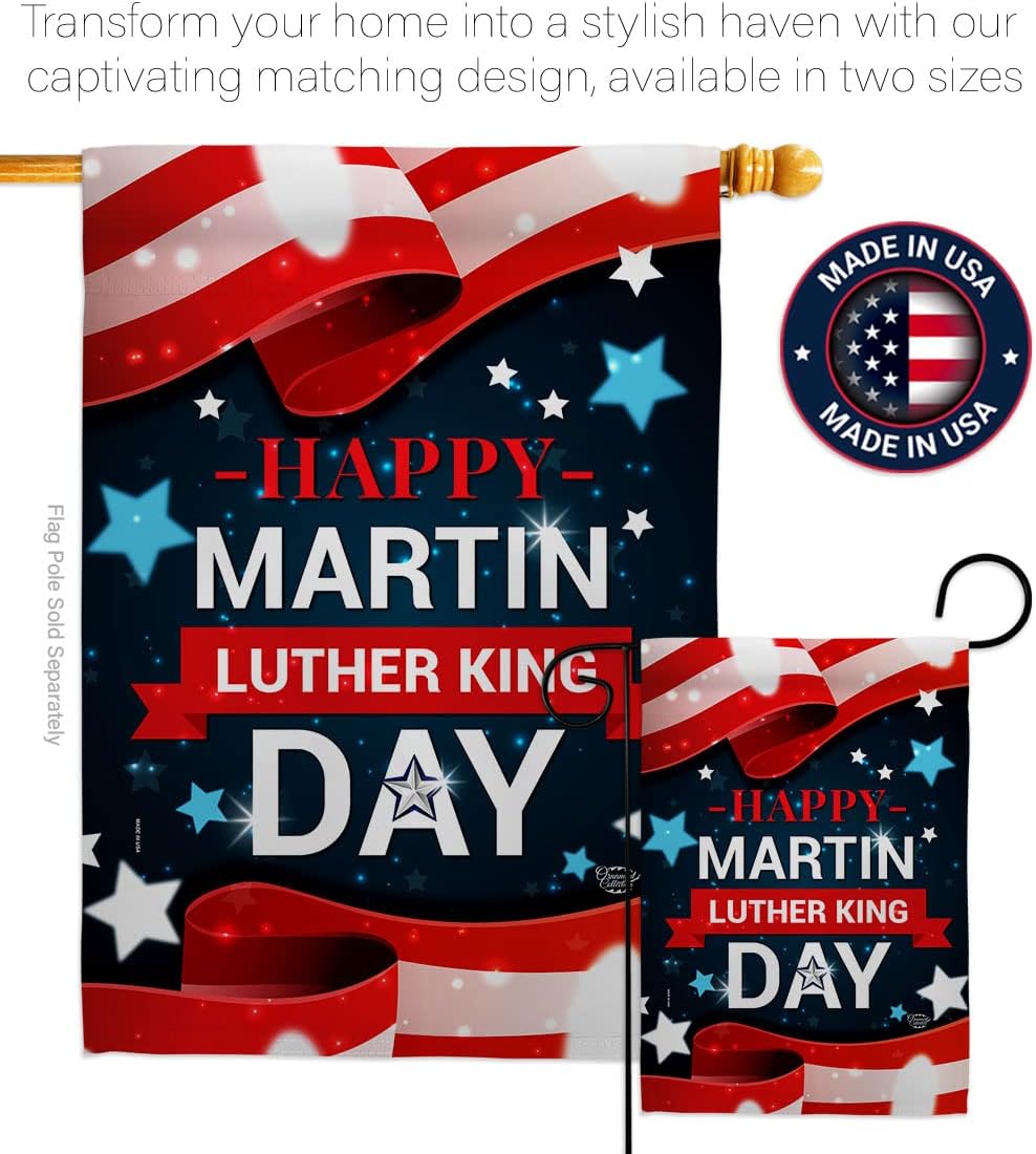 Happy Martin Luther King Day Garden House Flag-Set Patriotic MLK Civil Right Stars United State American Decoration Banner Small Yard Gift Double-Sided, Made in USA