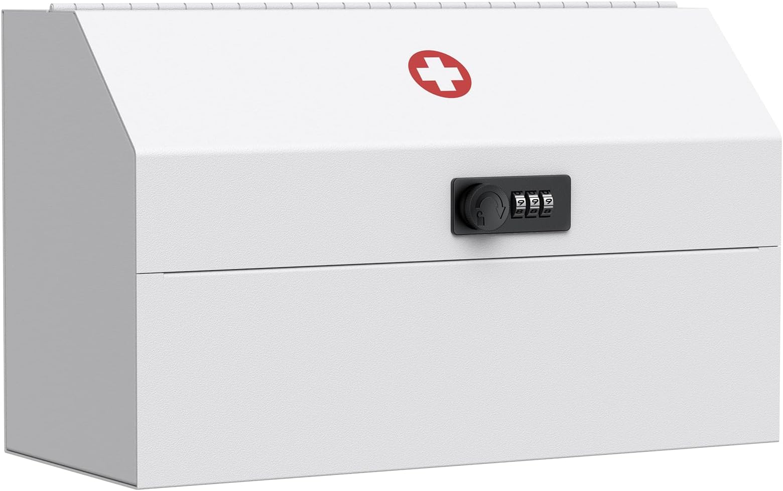 Uniclife Wall Mount Medicine Cabinet with Combination Lock Locking First Aid Cabinet Lockable Medical Cabinet Small Medicine Organizer Secure Steel Wall Cabinet Metal Storage Box, White