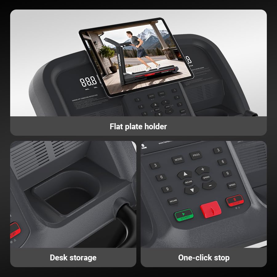 Image of HARISON Commercial Treadmill for Home and Commercial Gym, Foldable, 3.0 HP Double Motor Drive, 15% Incline, 18 km /h Top Speed