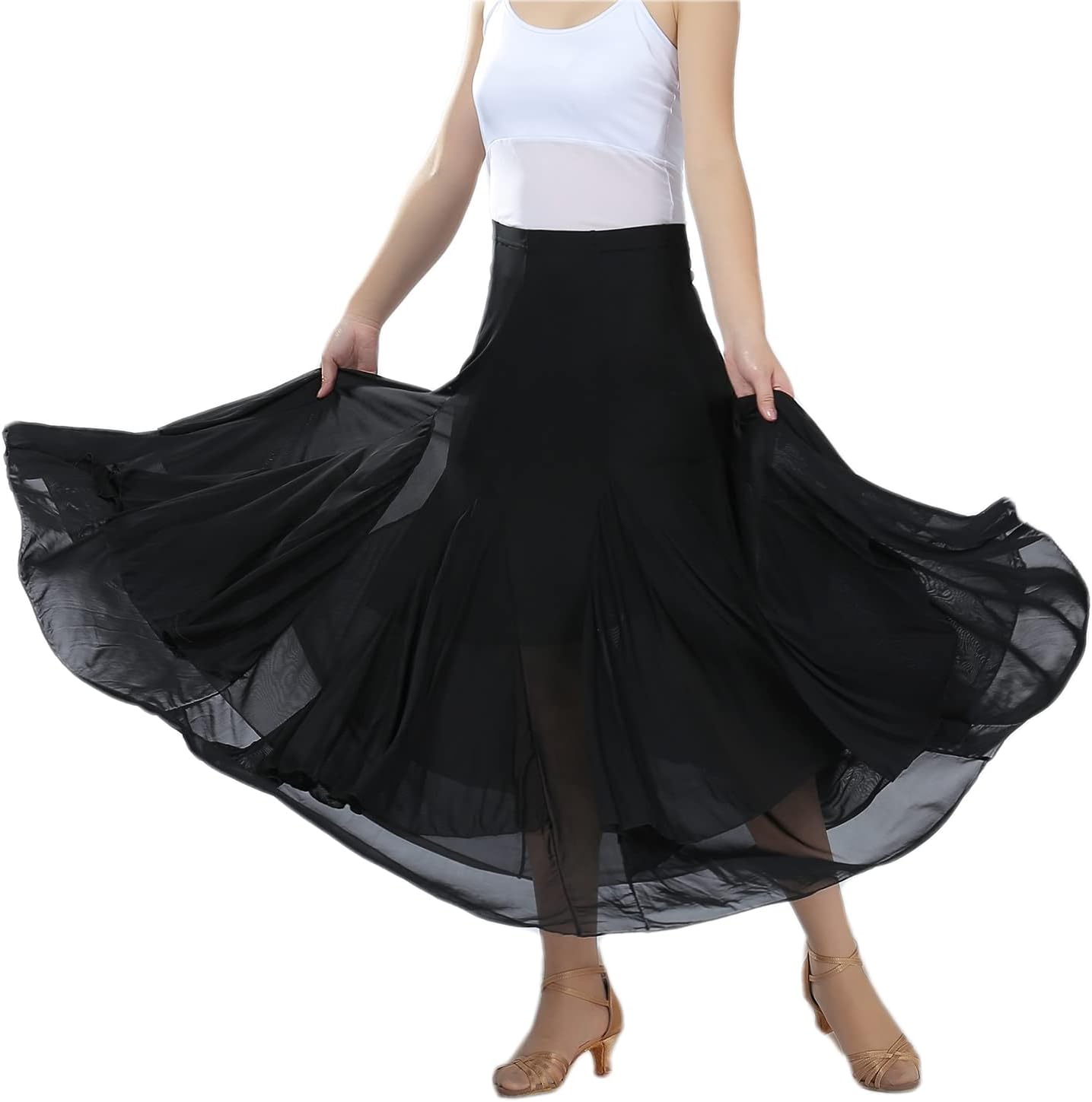 CISMARK® Elegant Ballroom Dancing Waltz Dance Party Long Swing Mesh Skirt