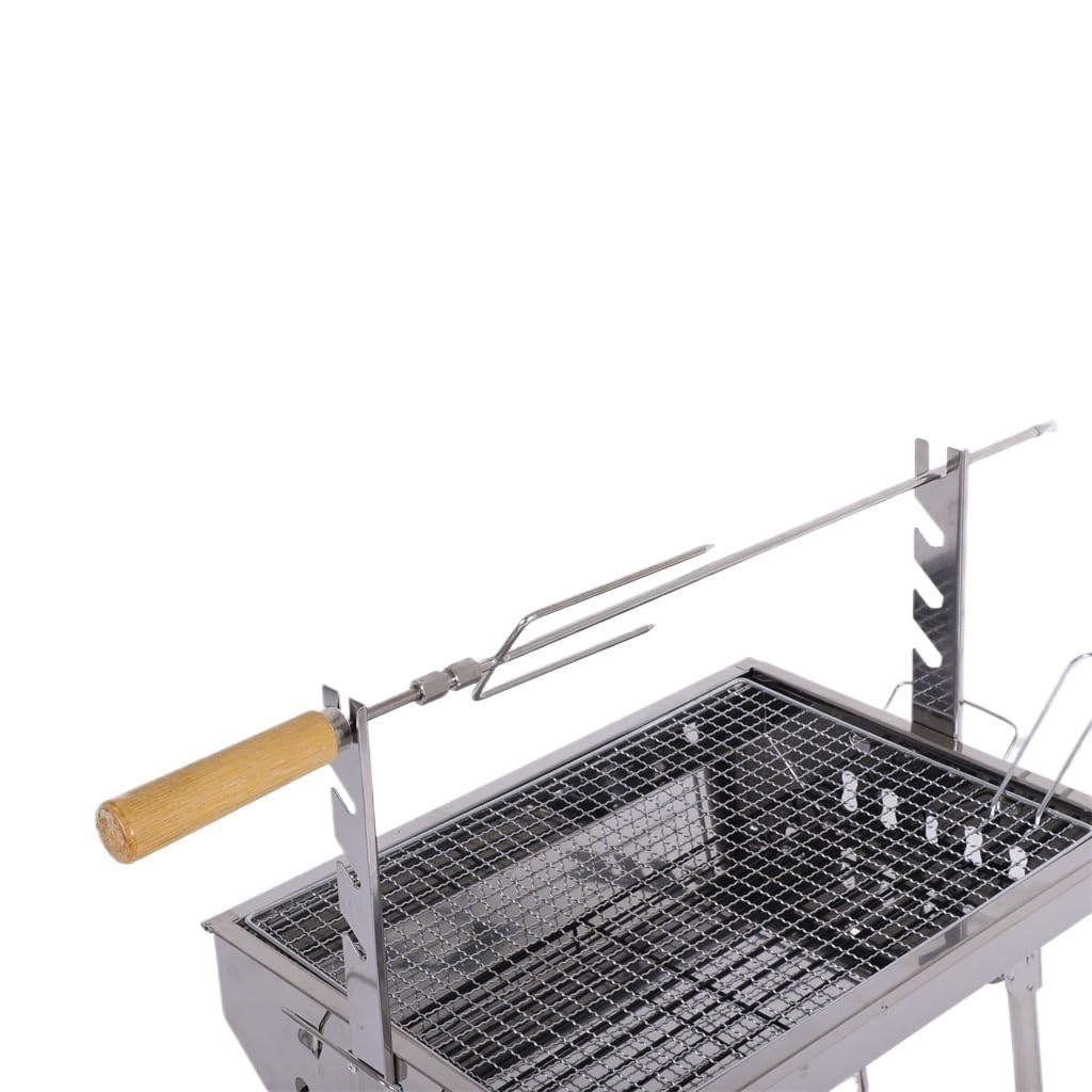 Parrilla de Malla de Acero Inoxidable Mediana con Tenedor, Parrilla Plegable portátil para Exteriores, Gris Claro