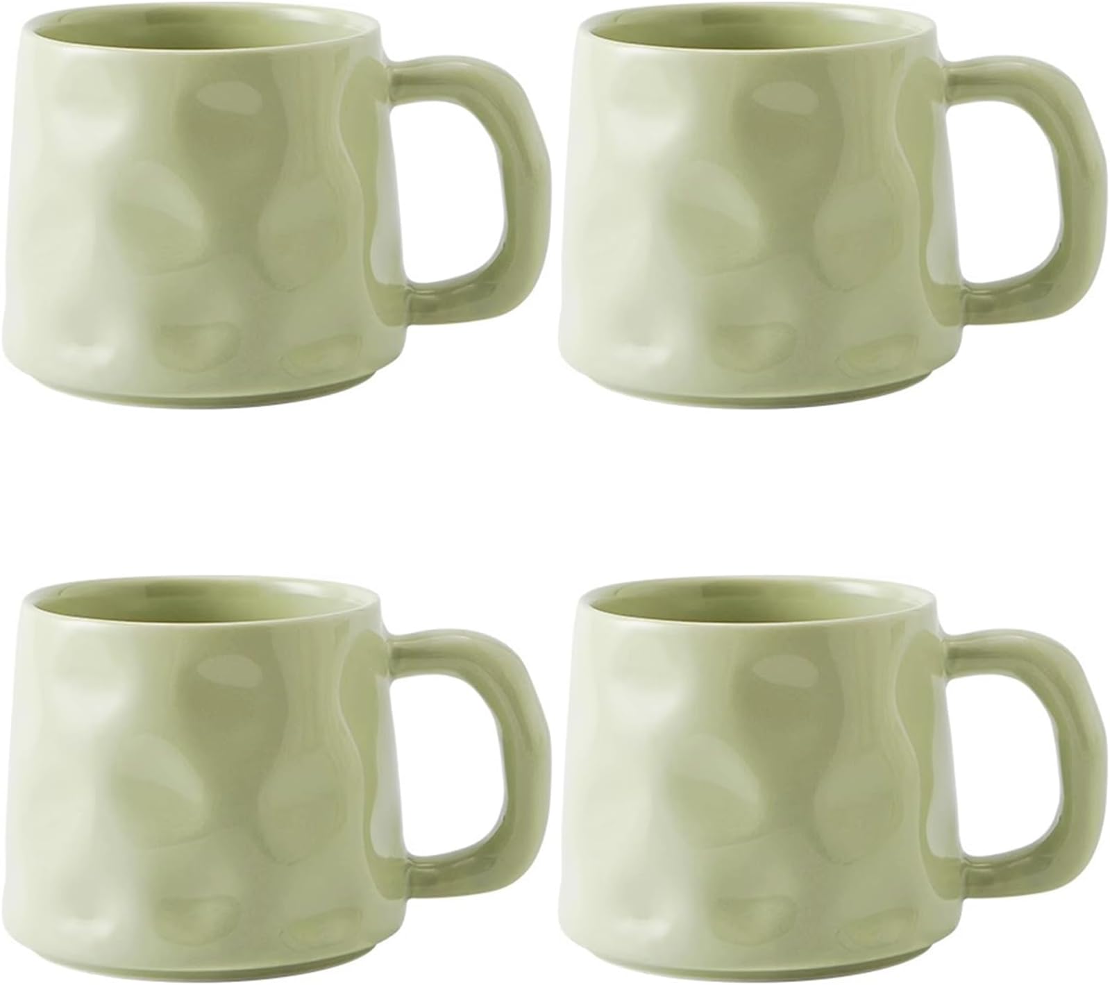 Coffee Mug Set for 4,Ceramic Coffee Cups 400ml/14 Ounce Coffee Mugs with Handles Porcelain Mugs Sets Large Coffee Mugs for Latte,Cappuccino, Tea, Hot Cocoa, Milk (Green)