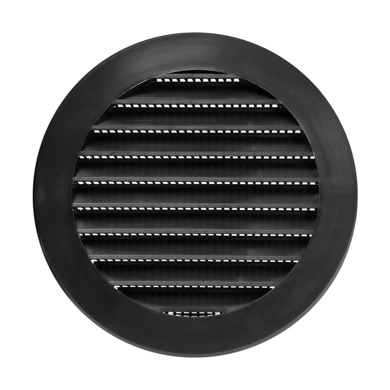 Europlast Black 100Mm Air Vent Cover - 4 Inch Round Soffit Vent - Louvered Ventilation Grille With Insect Screen - Abs Plastic