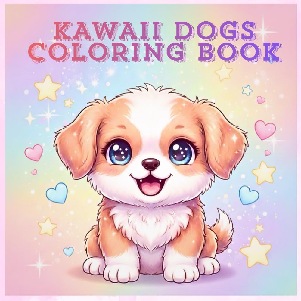 Kawaii Dogs Coloring Book: Cute Puppies to Color, Relax & Smile