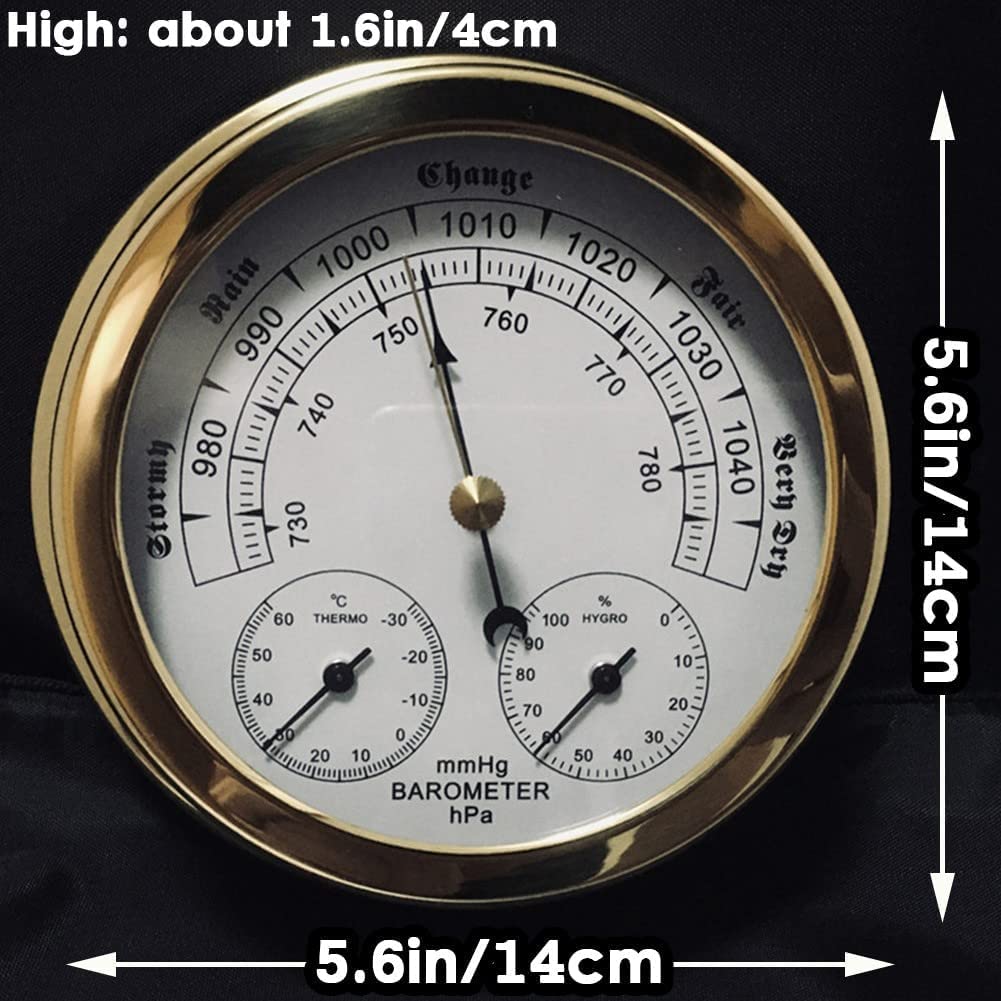 Stazione Meteo Analogica, 5,6 "stazione meteorologica del barometro aneroide, 3 su 1 umidità di temperatura e pressione dell'aria, for navigazione, aviazione, alpinismo, agricoltura, famiglia