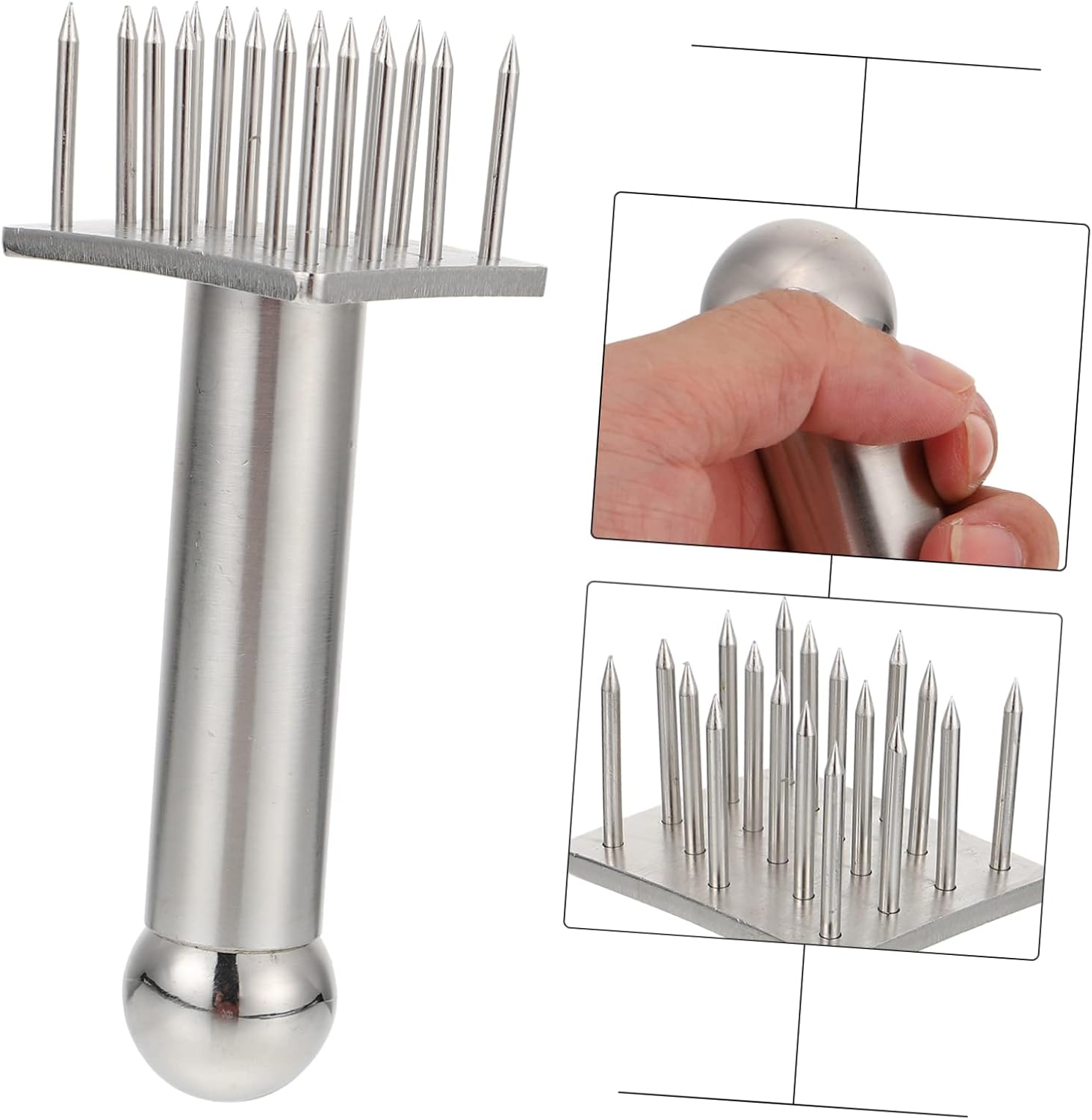 Stainless Steel Meat Tenderizer Needle Heavy Duty Pork Pounder Tool for Tenderizing Steak and Chicken Kitchen Cooking Supply Easy to Use for Household Cooking