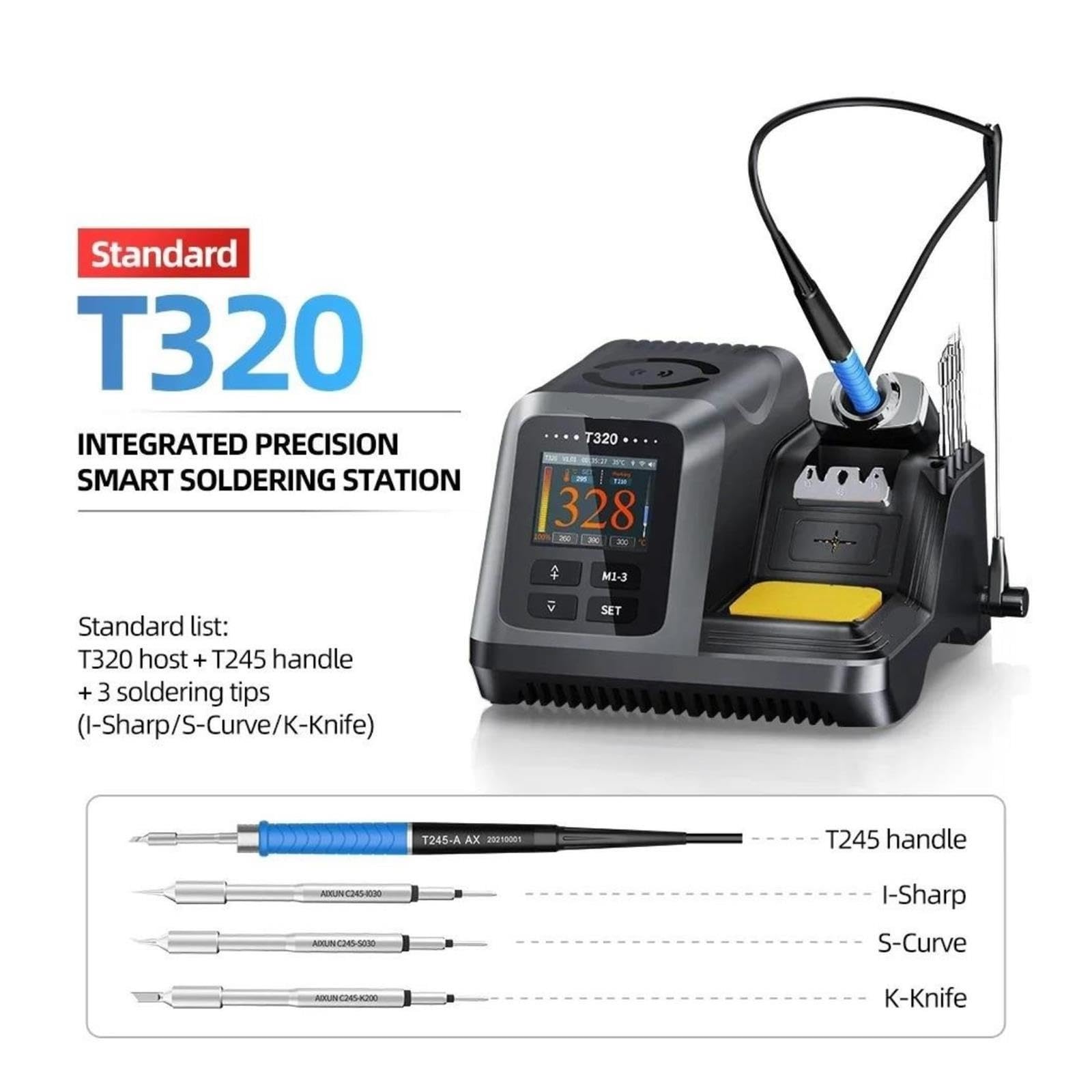 Stacja lutownicza, Stacja lutownicza dużej mocy T320 200 W do T245 T210 z 3 grotami(T320 T245 3 TIPs)