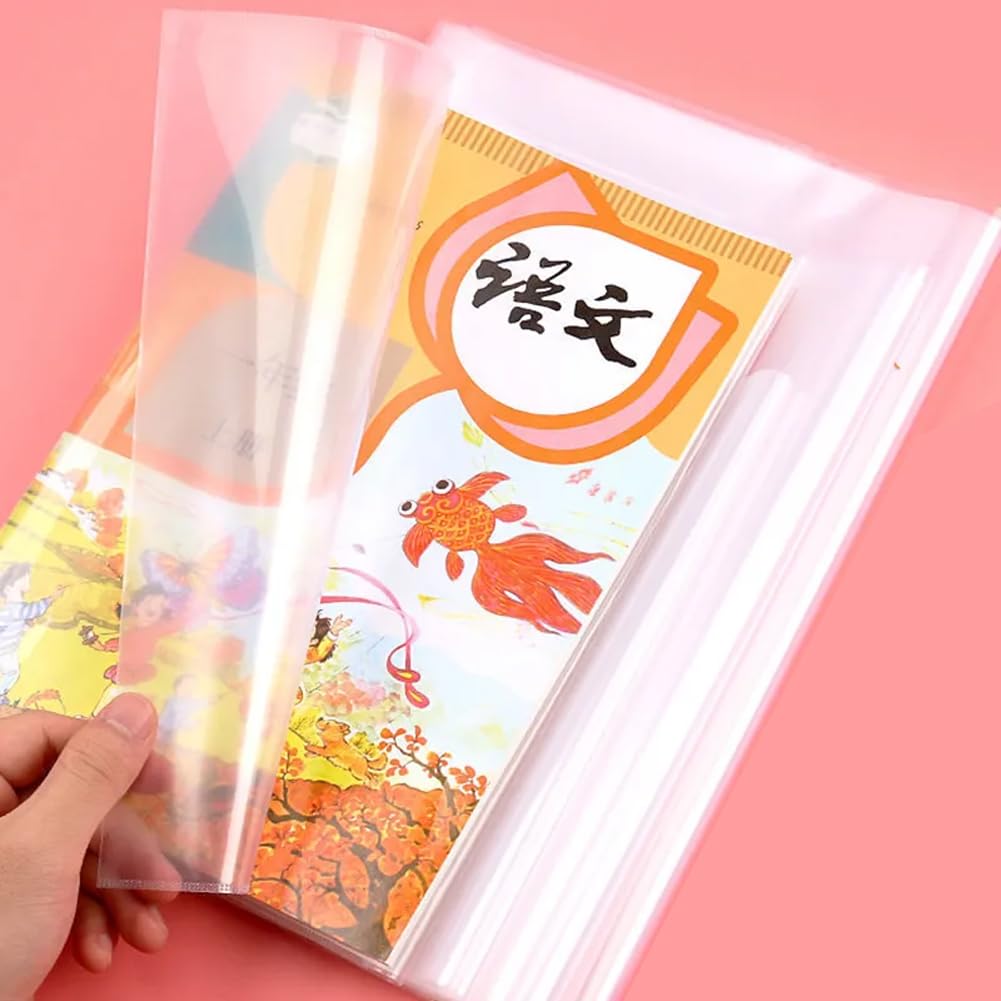 FYCAN 30Pcs Clear Book Storage Cover Self Adhesive Film Waterproof Plastic Sleeve Protective Slipcase for School Office Book Plastic Exercise Book Note Book Film Protector Lightweight -1