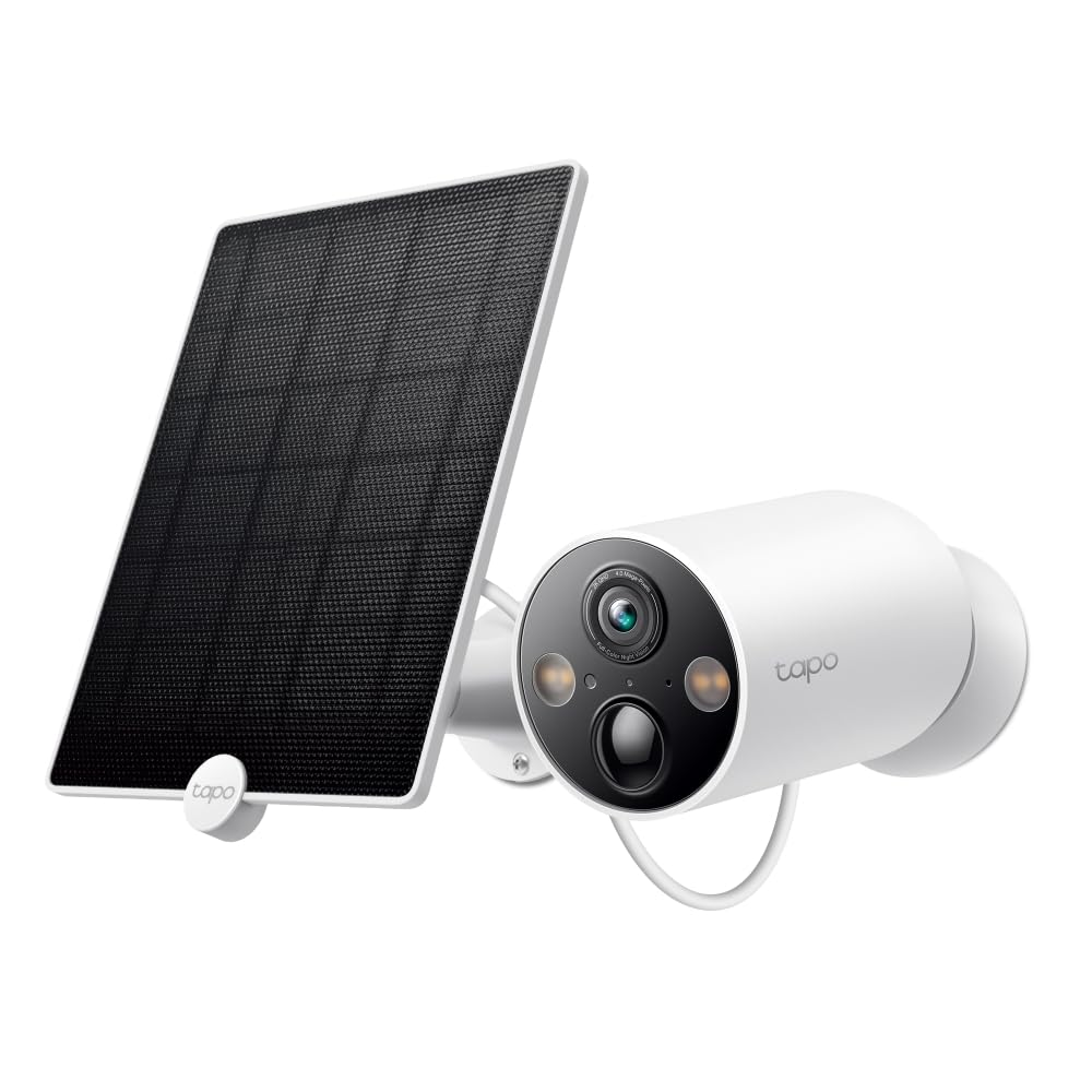 tapo C425 con panel solar - Cámara Wi-Fi 2K QHD 100% inalámbrica | Control de app y detección de IA | IP66 | Batería de 10000 mAh | Compatible con Alexa y Google | Tapo A200 paneles solares.
