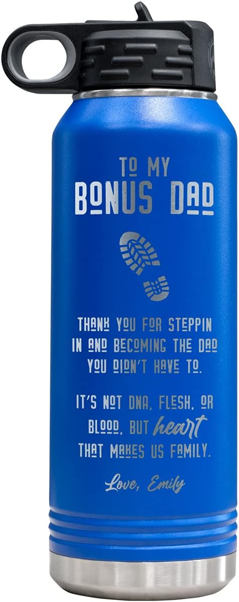 Personalized Bonus/Step Dad Water Bottle (Blue)