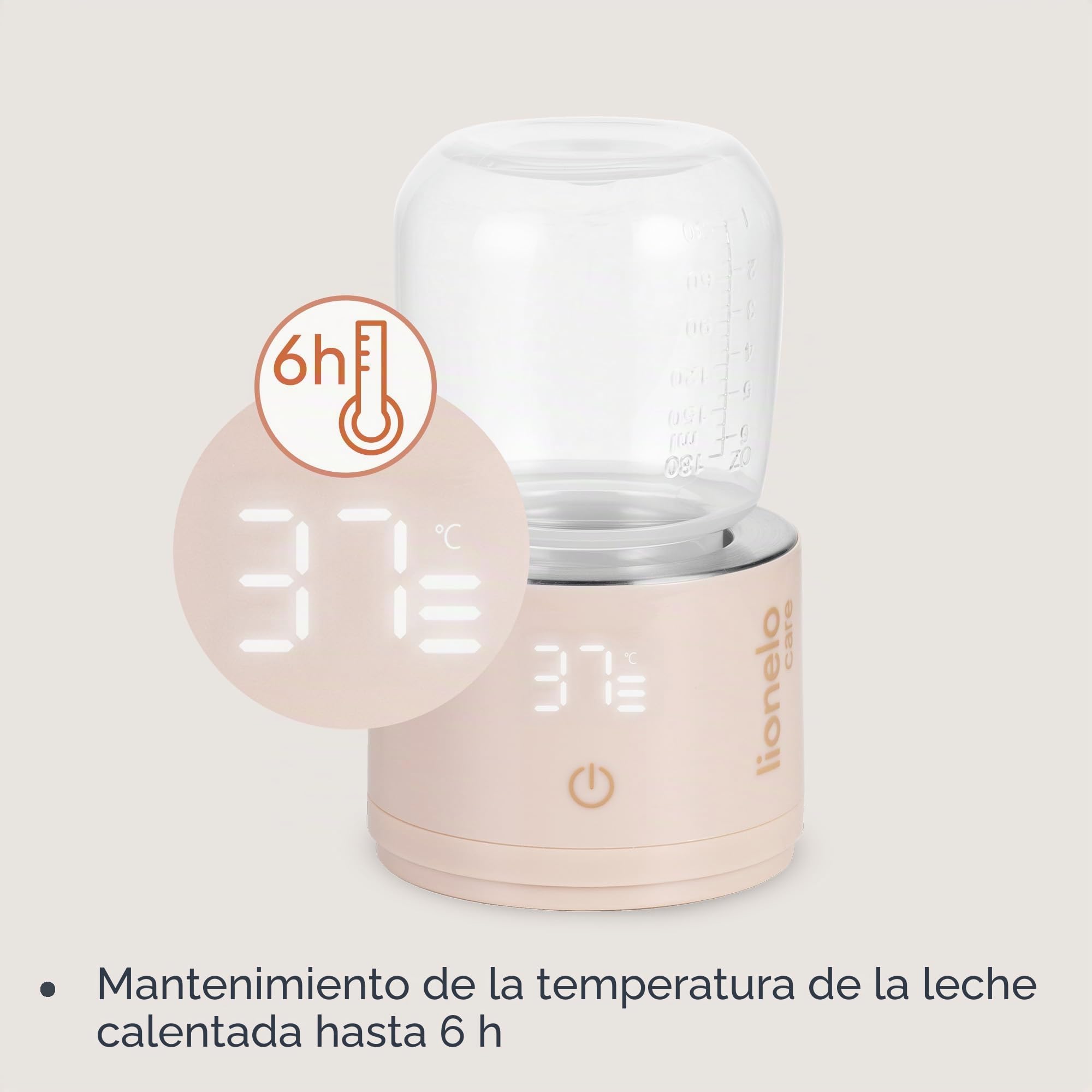Lionelo Thermup Swift Calentador de Biberones Portátil Inalámbrico, Batería Recargable 5000 mAh USB-C, Calienta Leche Infantil 37-50 °C, Mantiene 6 h, 5 Adaptadores, Sensor sin Líquido