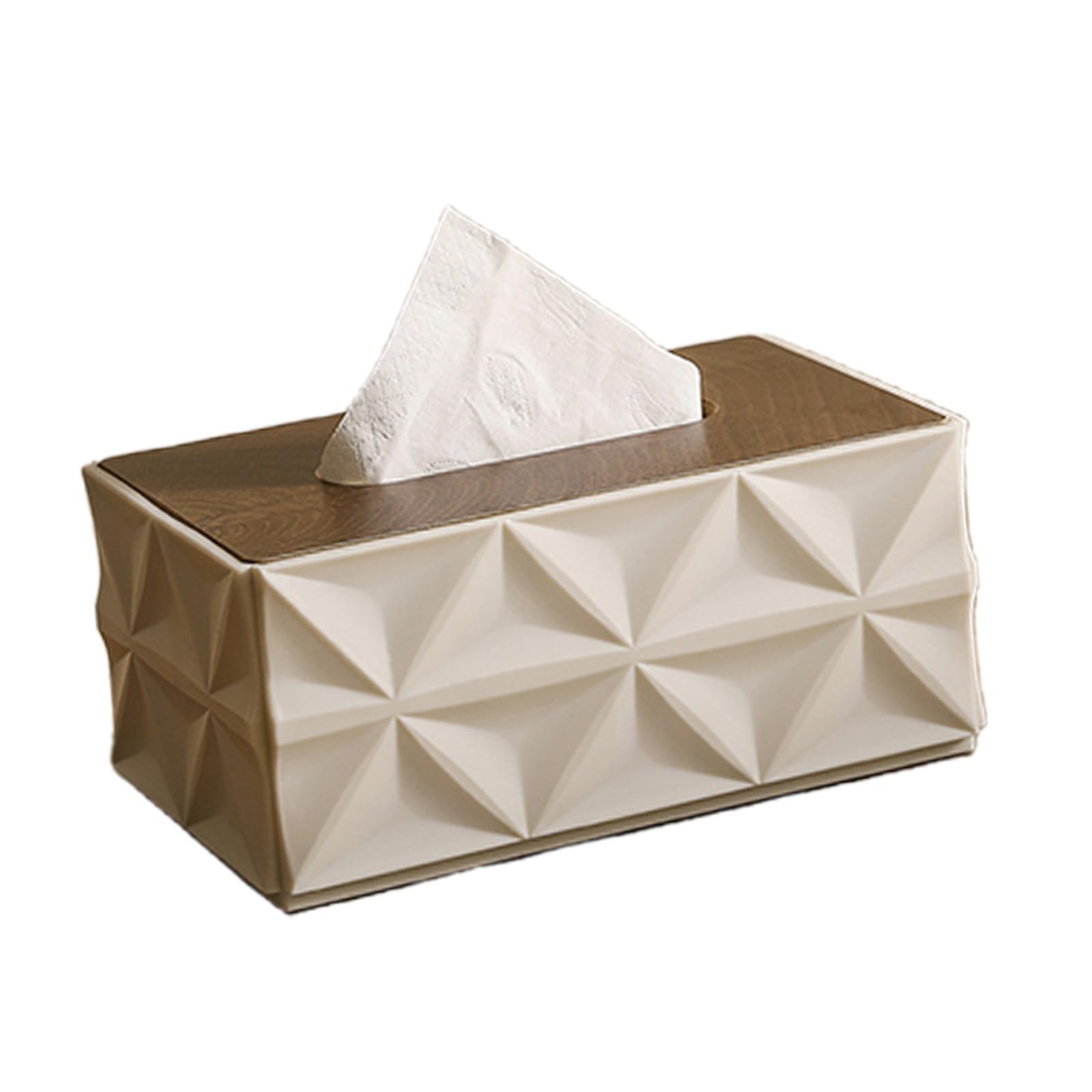 CAZSTYK Unique Wooden Topped Paper Towel Holder Tissue Dispenser with Wood Lid for Countertop Storage and Display Modern Tissue Dispenser