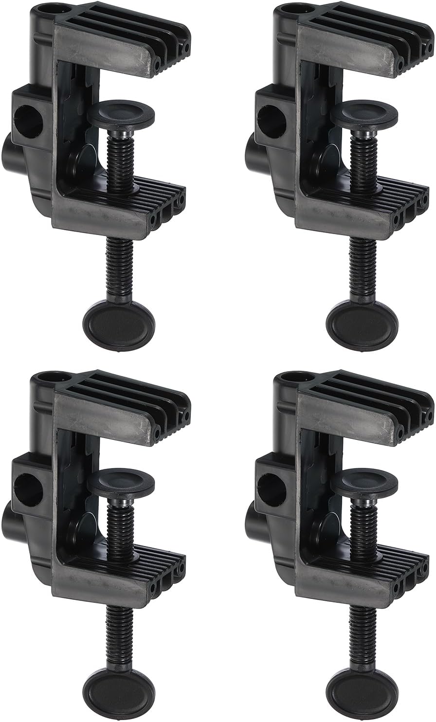 PATIKIL 0.51" Hole Dia. Desk Clamp, 4 Pcs Plastic Adjustable Universal C-Clamp Base for Microphone Mic Arm Table Lamp Gooseneck Mount Holder, Black