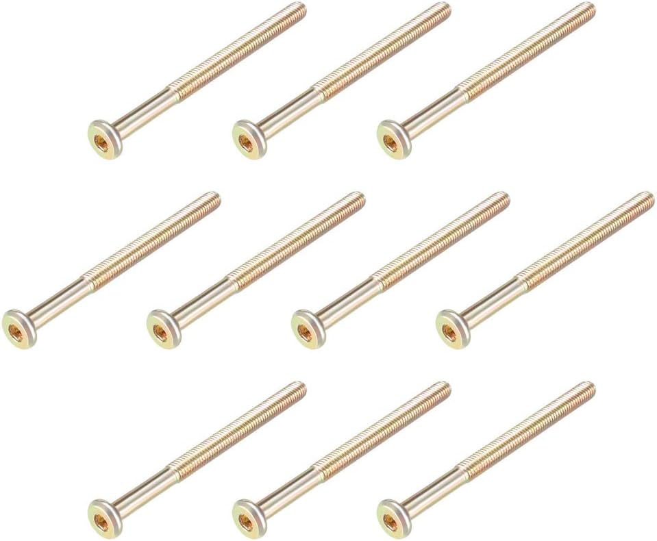 sourcing map M6x80mm Furniture Screw Hex Socket Machine Screws Zinc Plated Fasteners Bolts Half Thread Carbon Steel 10Pcs