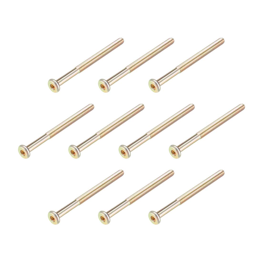 10PCS M6x70mm Hex Socket Machine Screws - Zinc Plated Carbon Steel Furniture Bolts