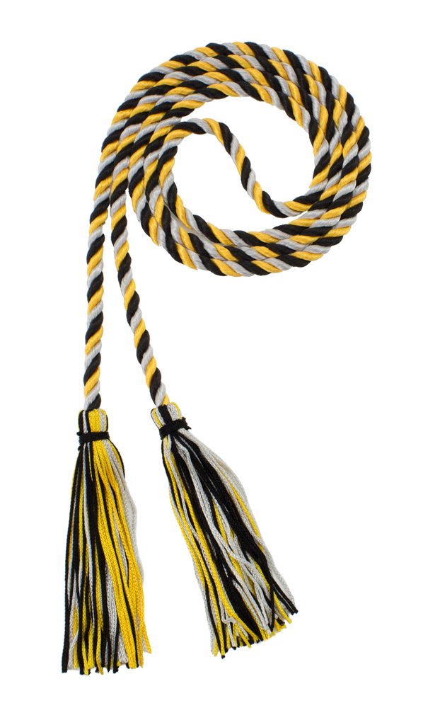 Tassel Depot Graduation Honor Cord - Black/Gold/Gray - Every School Color Available - Made In Usa