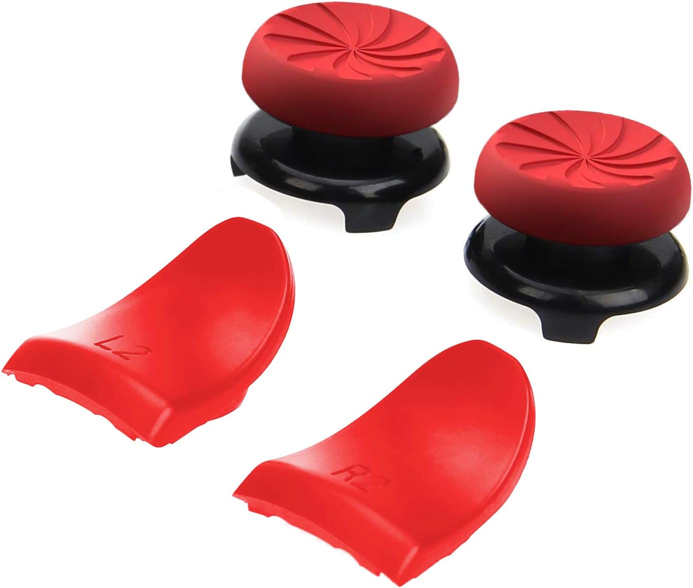 ANDERK Red Silicone Thumb Stick Grips Cap Cover for PS4 Controllers