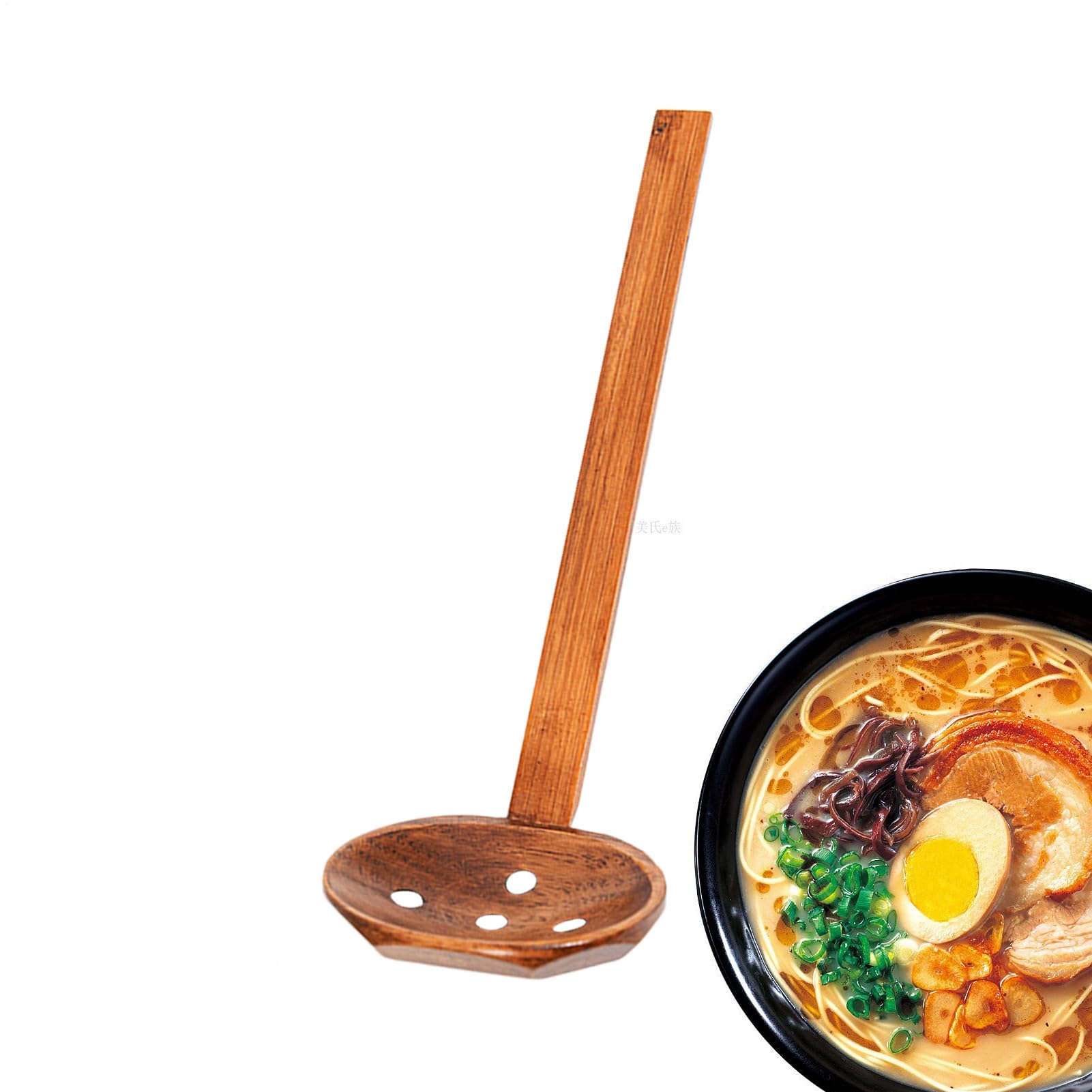Klasyczna łyżka Ramen - japońska długa rączka do jadalni | naturalne drewno z gładką powierzchnią, łyżka do serwowania zup z wygodnym uchwytem, sztućce stołowe do domu, kawiarni, hotelu, restauracji