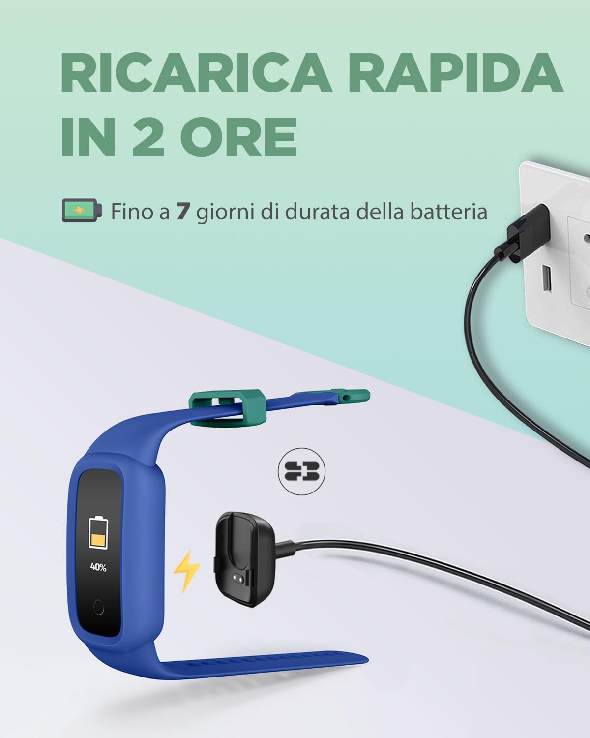 BIGGERFIVE Vigor 2 L Orologio Fitness Tracker Bambino Bambina con Contapassi, Cardiofrequenzimetro, Monitor del sonno, Impermeabile IP68 Orologio Digitale Smartwatch per Bambini 5-15 Anni, Blu