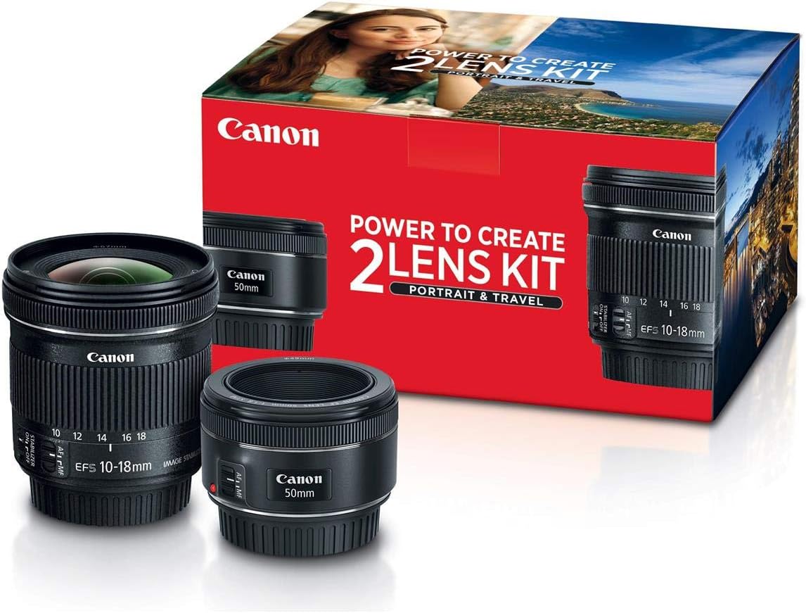 Canon Portrait and Travel Two Lens Kit with 50mm f/1.8 and 10-18mm Lenses Black