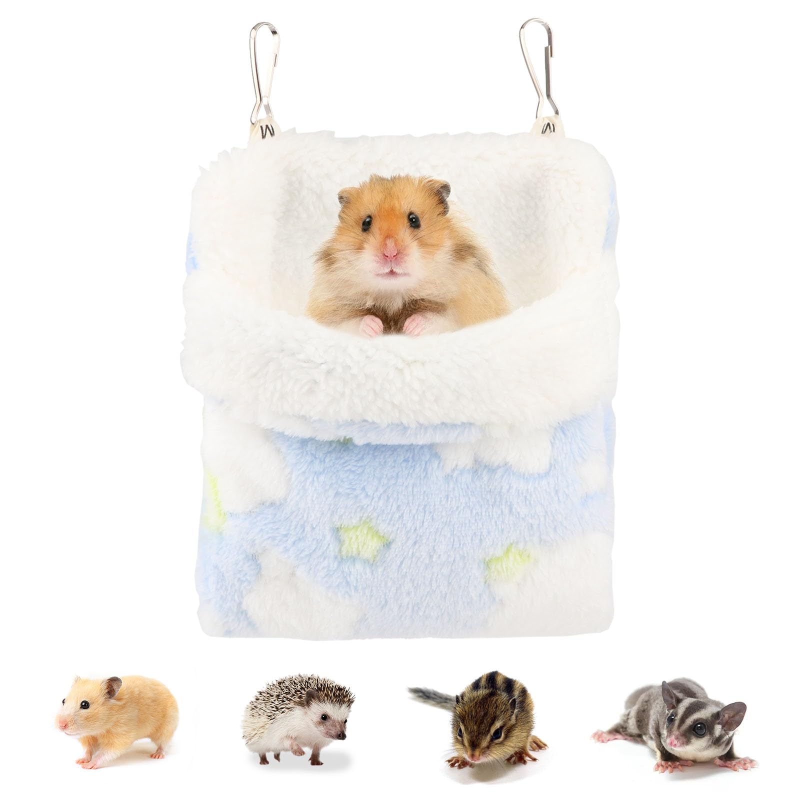 Reshiho Sugar Glider Sleeping Pouch Bag, Warm Hamster Hammock Pouch Sack Small Pet Hanging Bed for Hamster Rat Hedgehog Squirrel and Other Small