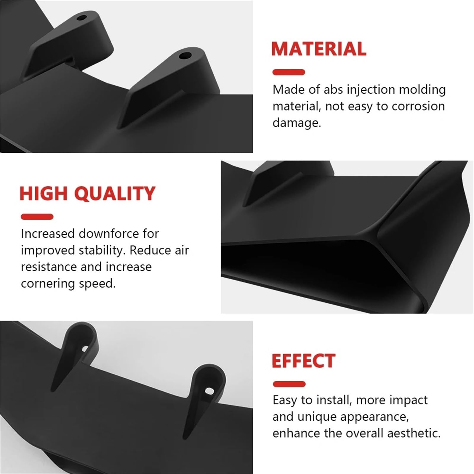 Divisor Parachoques Delantero Compatible con Street Triple 765 S RS 2017-2024 Street Triple 765 RS 2024 2023 Kit de alerones Frontales de carenado de ala Fija Motocicleta Alerón(Black)