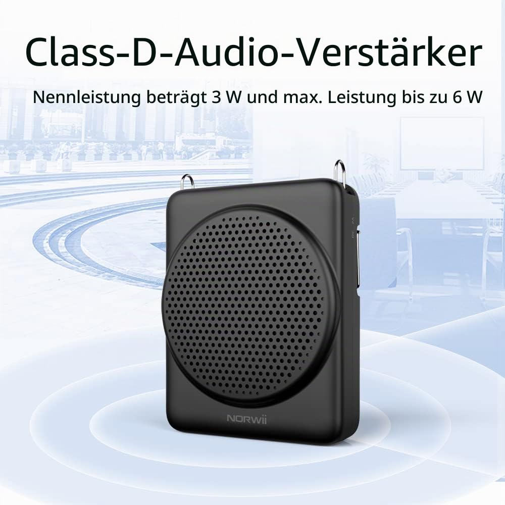 Norwii Mini-Sprachverstärker, PA-Endstufen, 3 Stunden Schnellladung und bis zu 22 Stunden Wiedergabe, persönlicher Sprachverstärker, tragbares Lautsprechermikrofon für Lehrer, Training, Tourguide