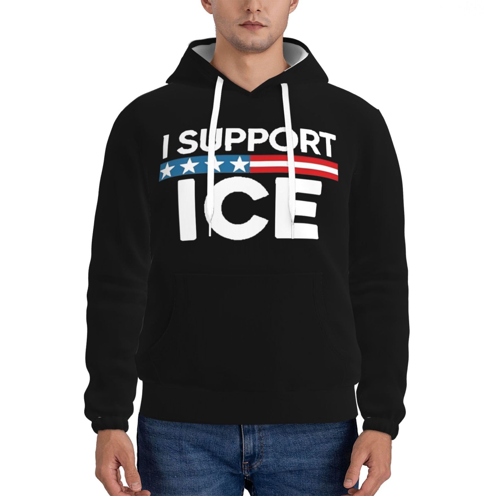 bamgen I Support Ice Hoodie for Men Women Long Sleeves Sweatshirt S: White 3X-Large