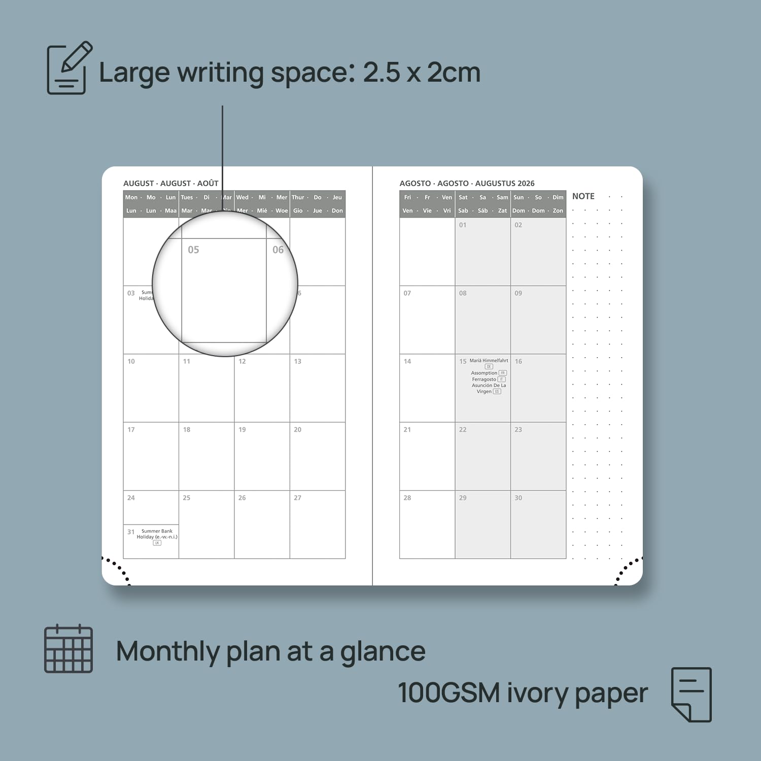 Agenda De Poche 2026 Journalier - Format A6 (16x10,5 Cm), Couverture Rigide, 1 Page Par Jour, Papier 70 G/m² - 2