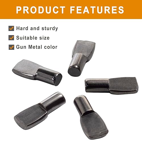 Miniatura 3 de Paquete de 80 clavijas de estante de 0.197 in con forma de cuchara, clavijas para estantes de gabinete, color negro