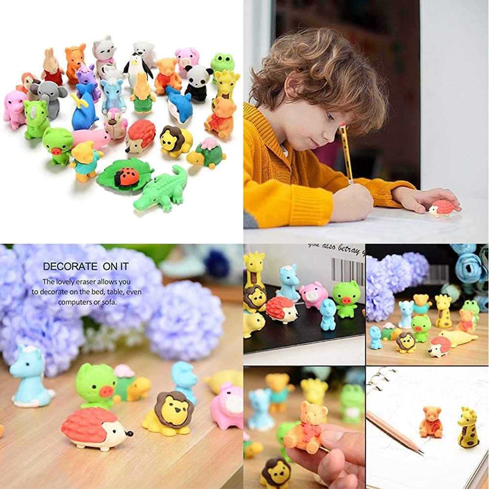 Oligitdi Cartoon Erasers Animal Eraser for Kids Different Shapes Pencil Erasers 3D Jungle Theme Cute Toy Fun Small Stylish Colourful Mini Cartoon Erasers Set for Gift- Set of 30 (Random Style) - Image 8 thumbnail