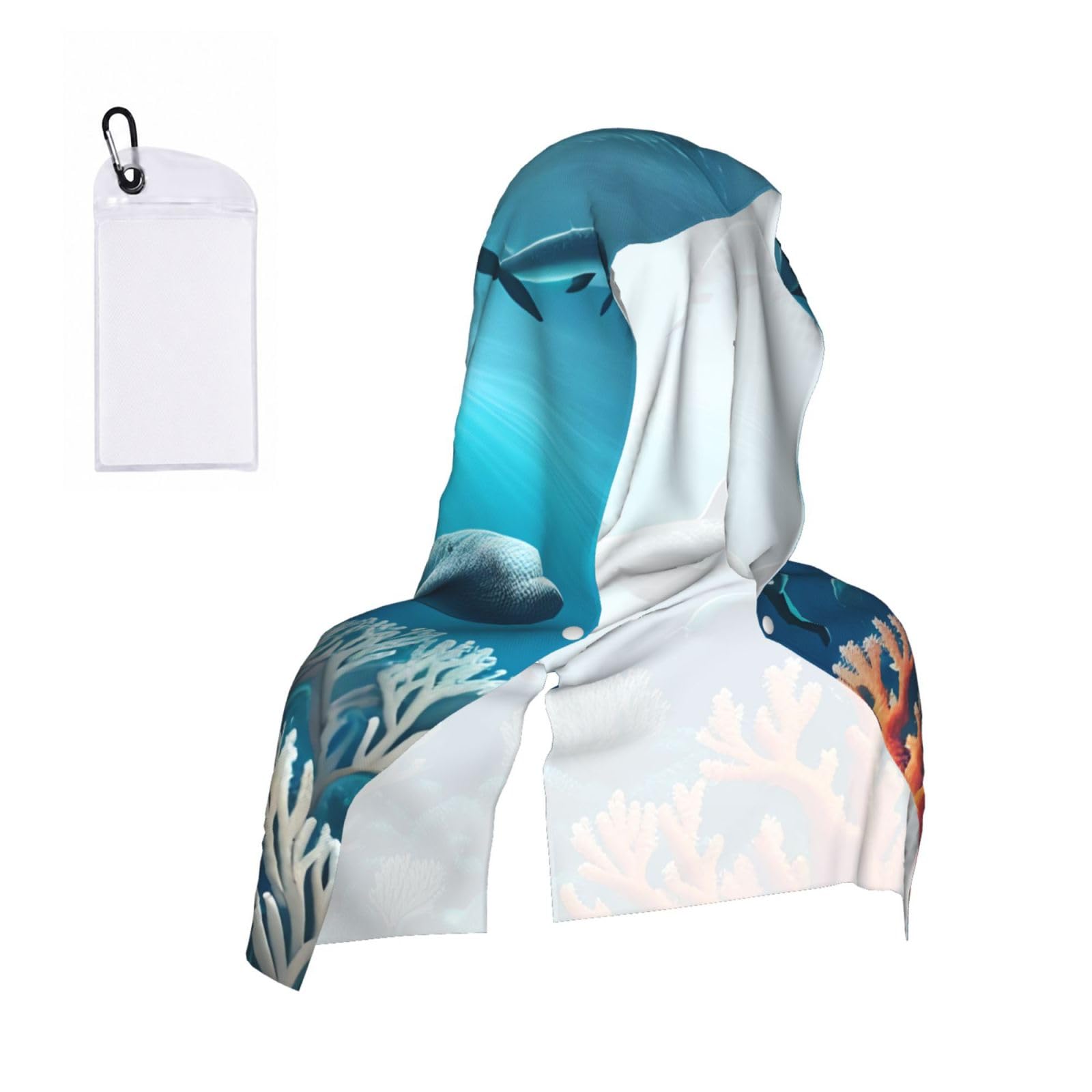 CNTDBU Whales under the sea Cooling Towel Hooded-Instant Chill Neck Cover for Sports, UV Cooling Rag for Running Gym