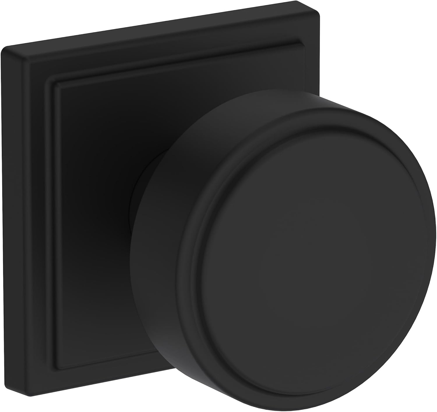 Baldwin PS.VAS.SSR Vashon Passage Door Knob Set with Stepped Square Rose from the Reserve Collection - Satin Black