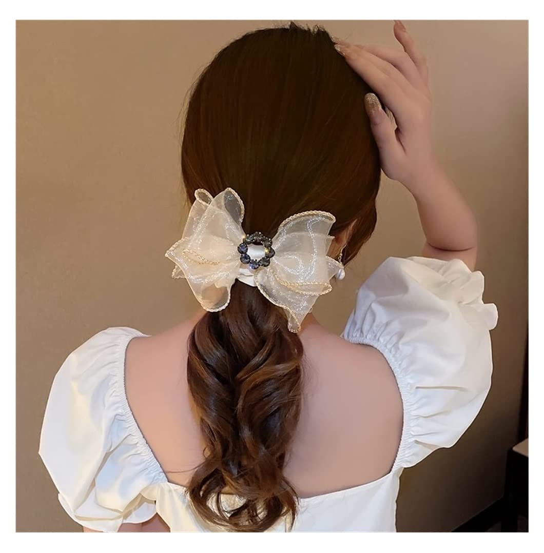 Feste Elastici Capelli Pizzo Fiocco Testa Corda Perla Per Capelli Cavallo Anello Per Accessori Per Decorazione