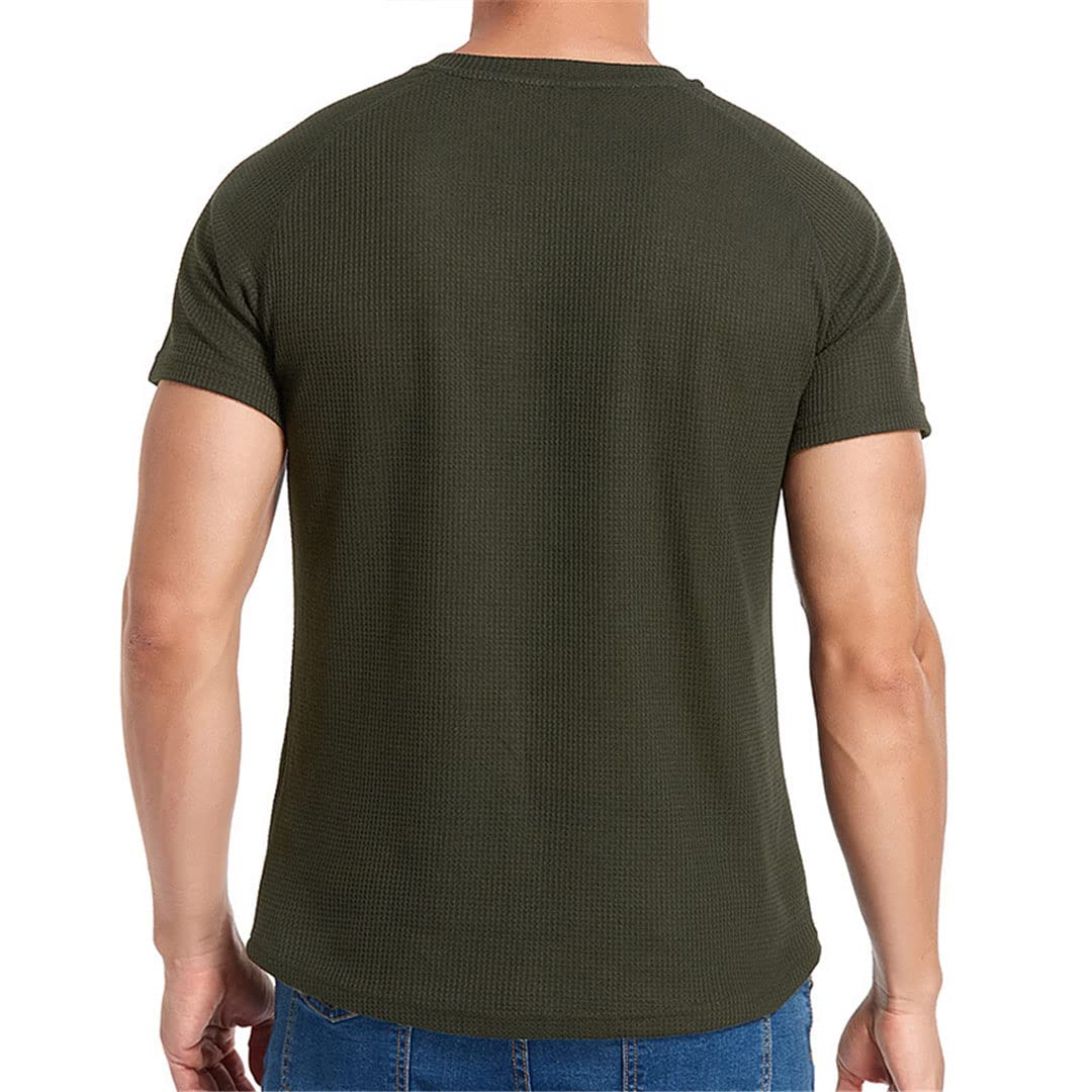 Maglietta da uomo Henley a maniche corte Casual Pullover Top PlSize