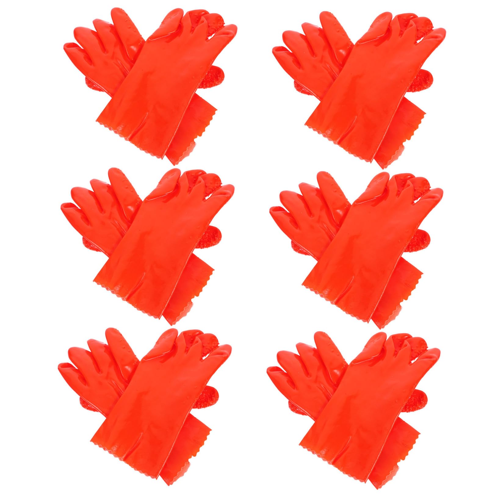 Tofficu Guantes Impermeables de Pvc 6 Pares, Naranja, Resistentes al Aceite