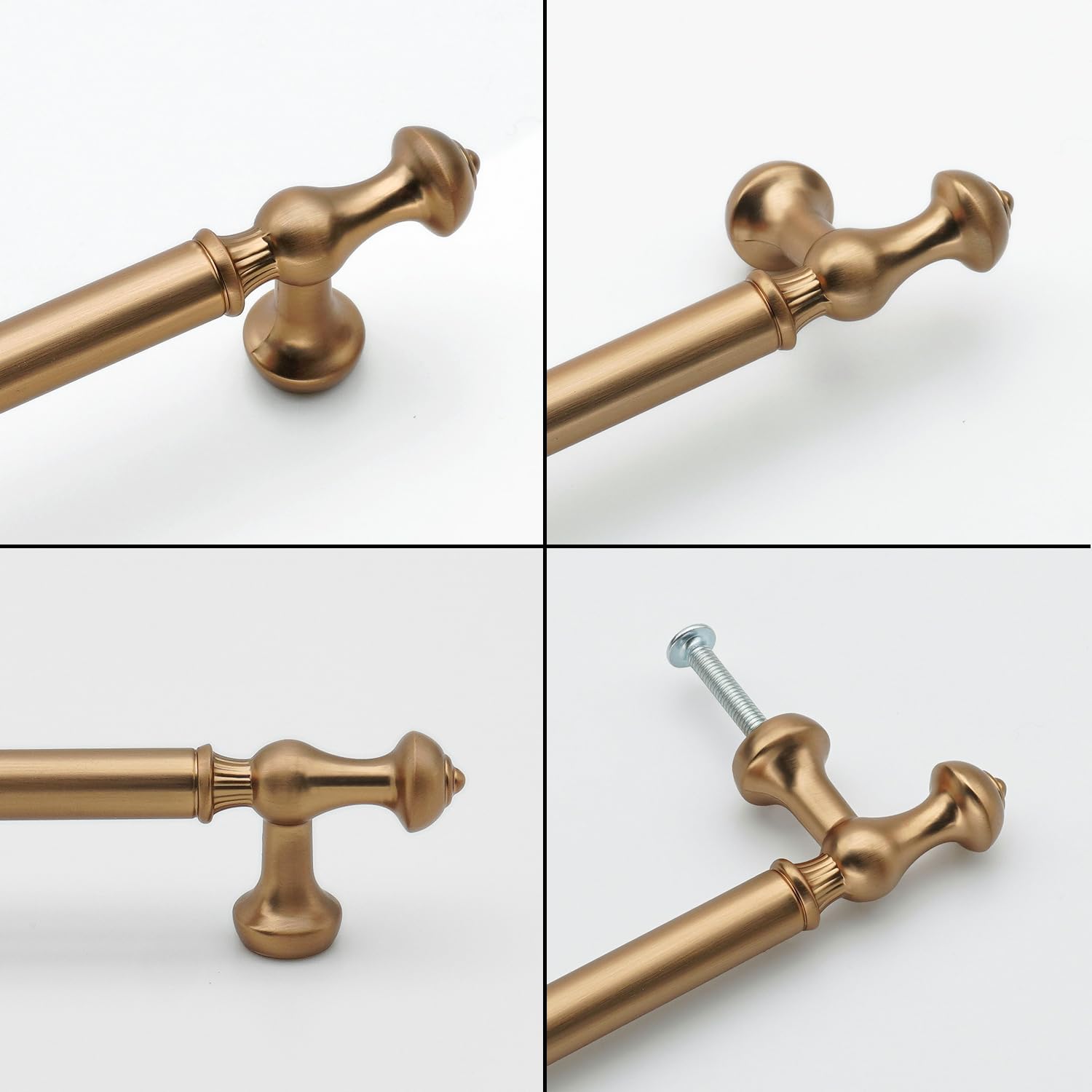 Paquete de 10 tiradores de bronce champán para gabinete, centro de agujero de 5 pulgadas/128 mm, aleación de zinc sólido, tiradores de cajón, cajones de cocina, armarios de baño, accesorios