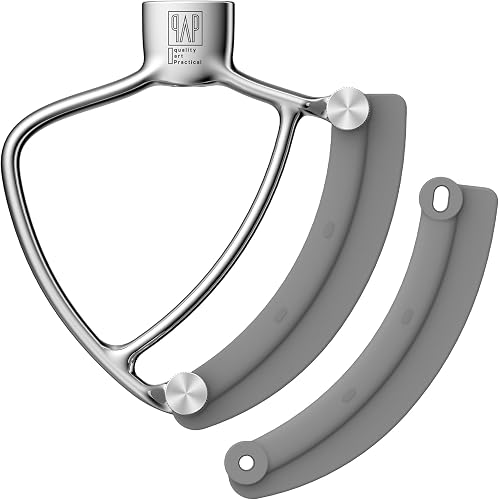 QAP Stainless Steel Flex Edge Beater Fits KitchenAid 4.5 5 QT Tilt Head | 1 bonus silicone strip included, full bowl scraping, easy clean & dishwasher safe, professional heavy-duty build