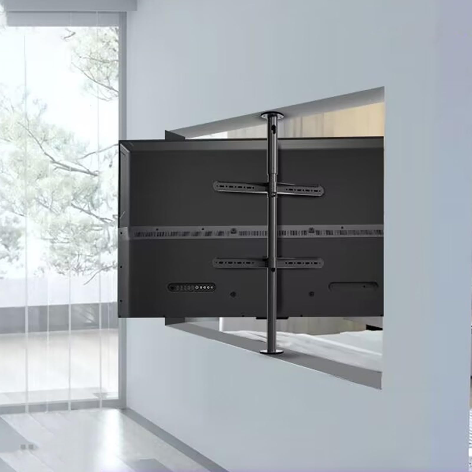 LCD TV 360 Degree Rotating Frame Floor Stand Partition Wall Rotating Rack Rotating TV Cabinet Rotating Base, Adjustable Tilt Swivel TV Ceiling Mount, Fits 32-75inch LED Screen Display(200-295cm)