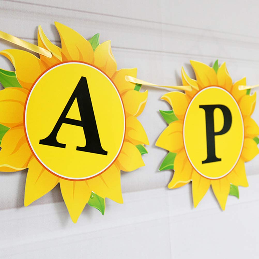 Sunflower Happy Birthday Garland Banner - Paper Bunting Party Decoration, Creative Wall Decor