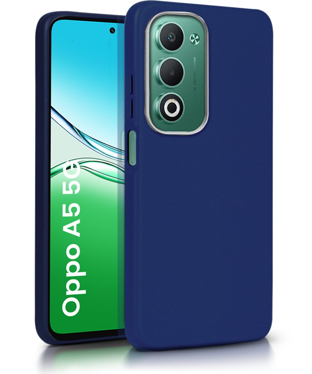 WOW IMAGINE Back Cover for Oppo A5 5G | Ultra Slim Flexible Non-Slip Grip | Inner Fabric | Metal Camera Ring & Lightweight Soft Silicone Mobile Case – Blue