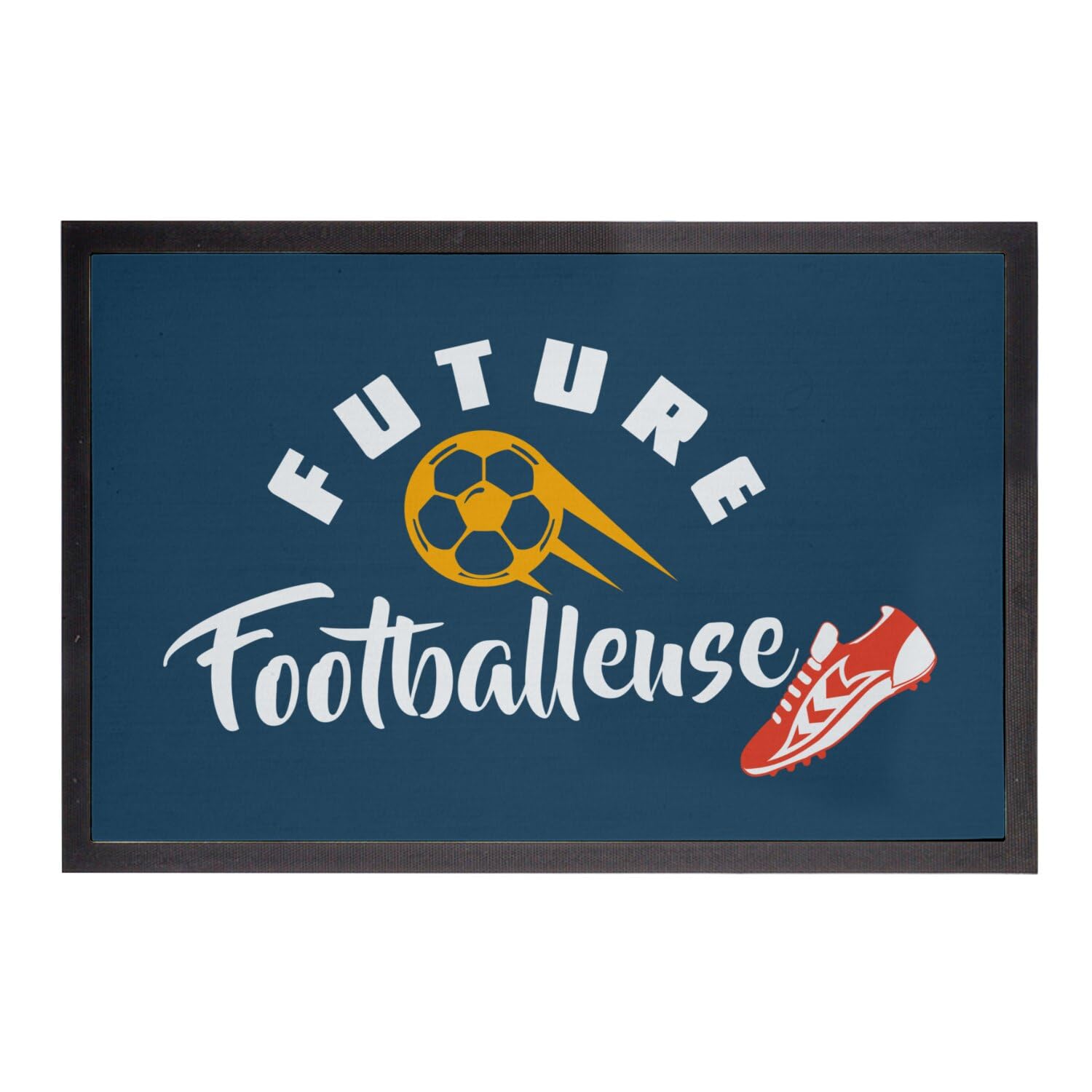 Paillasson Bleu Future Footballeuse tapis 60x40cm pour inspirer la passion du foot au quotidien