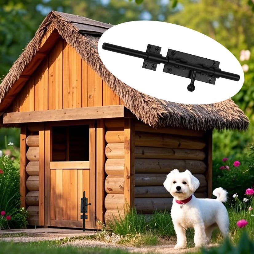 Miniatura 4 de Pestillo de cerrojo de barril de 9.6 pulgadas, cerrojo de caña negra, pestillo de puerta de acero inoxidable 304, herrajes para valla al aire libre,