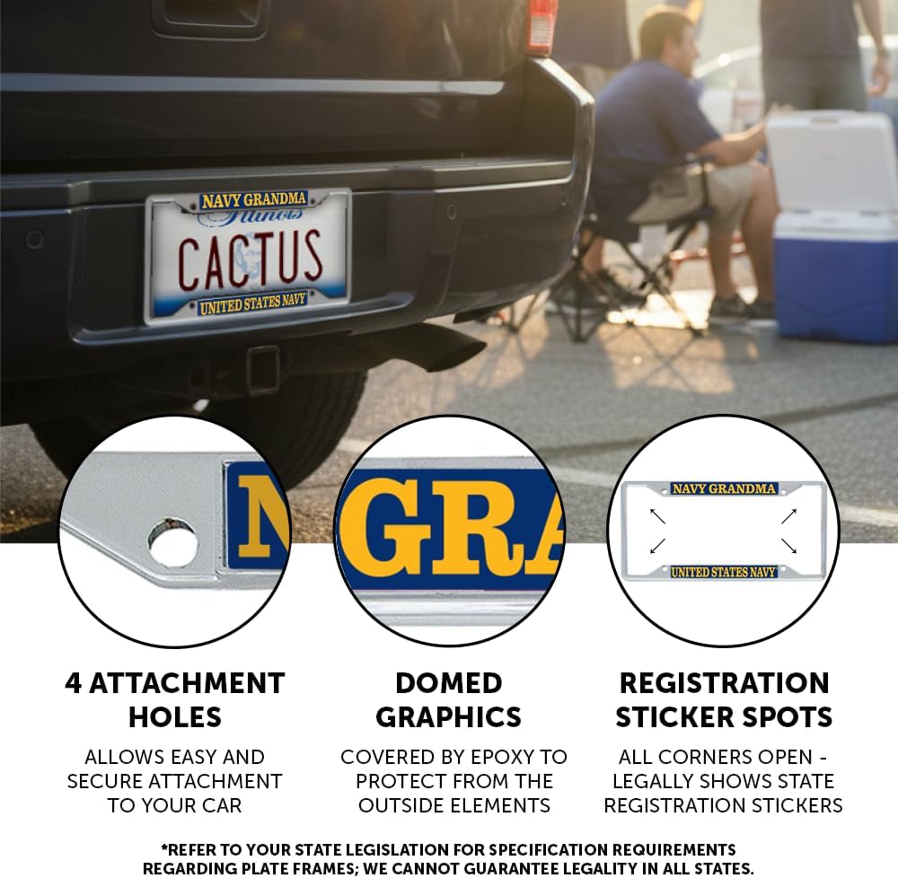 Desert Cactus US Navy Grandma License Plate Frame for Front or Back of Car Officially Licensed United States