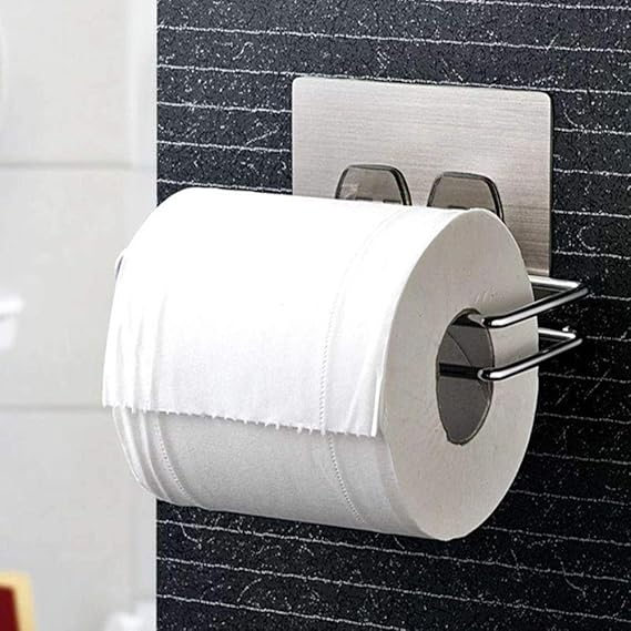 VIHAX Stainless Steel No Drill Self Adhesive Toilet Paper Holder Tissue Paper Roll Holder Bathroom Rack for Kitchen Towel Holder